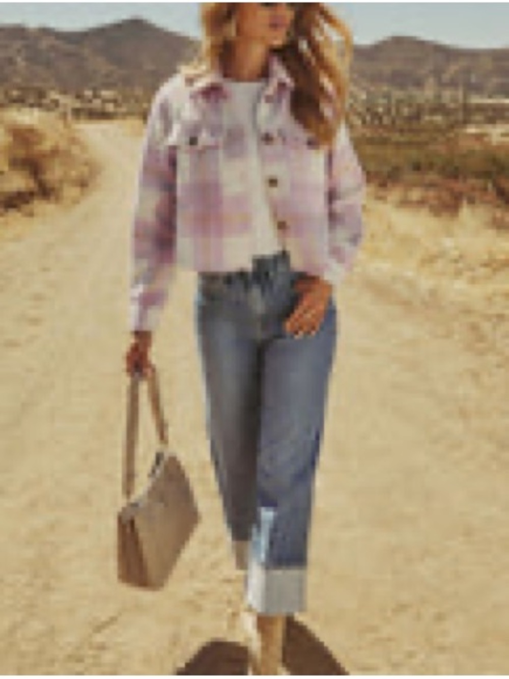 FORE Lavender & White Plaid Utility Shacket